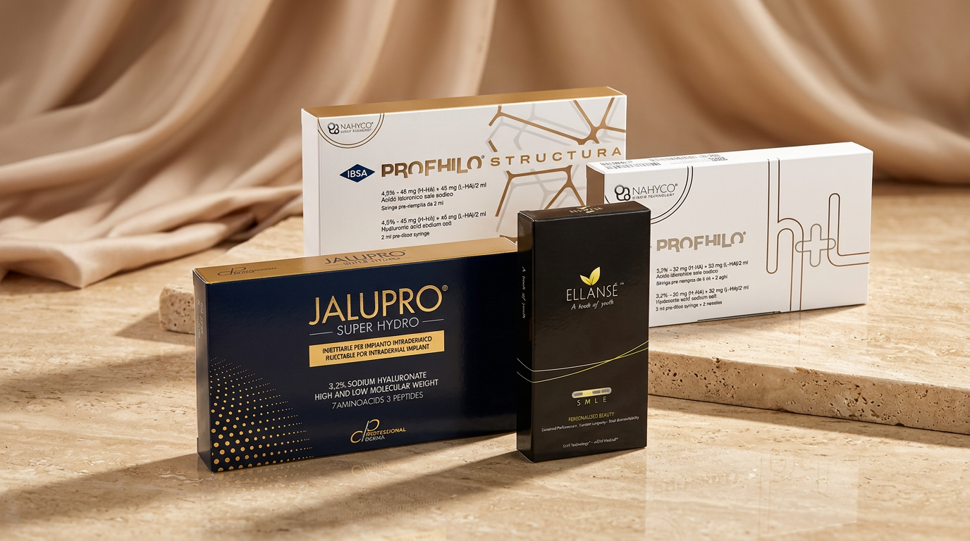 Premium aesthetic medicine product composition with dermal filler packaging